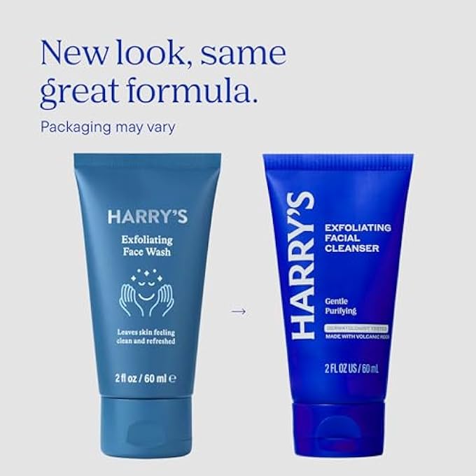 Harry's EXFOLIATING FACE WASH FOR MEN, GENTLE FACIAL SKIN CARE PRODUCTS WITH VOLCANIC ROCK EXFOLIANT, 2 FL. OZ, PACK OF 3 (TRIAL AND TRAVEL SIZE) - Image 2